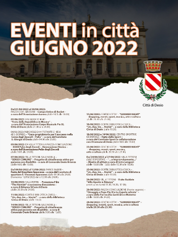 Programma  degli appuntamenti di Giugno, Mercoledì a Desio , Festa dello Sport