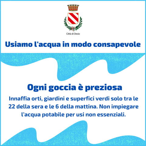 Acqua: un invito all’utilizzo consapevole nel periodo estivo