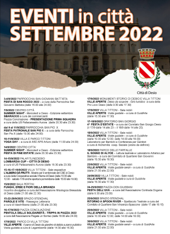 Settembre 2022 : Eventi in città e Summer night