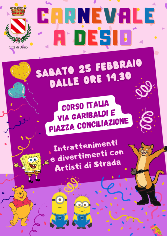 Carnevale a Desio: arrivano le mascotte per i bambini