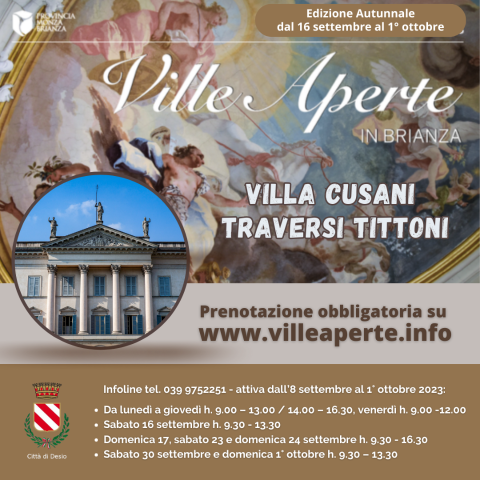 Ville Aperte in Brianza 2023 tra dimore e delizie:  a Desio visite guidate, mostre ed eventi