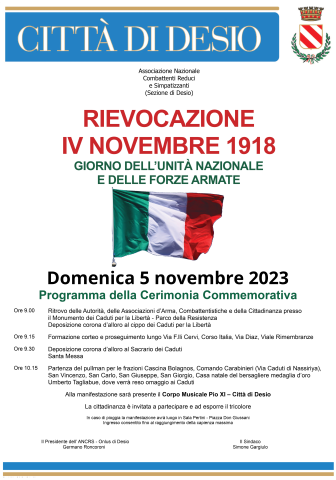 IV Novembre, la cerimonia commemorativa per i Caduti di guerra